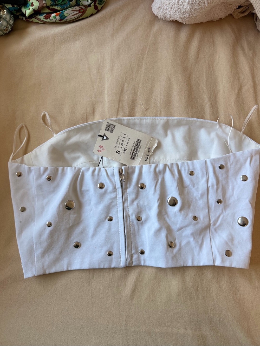 Zara white and Silver Studded Strapless Tube Top - Women - Picture 4 of 5